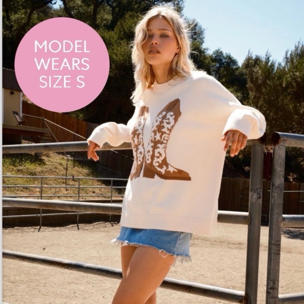 NWT Show Me Your MuMu stay awhile cowboy boot sweater xs